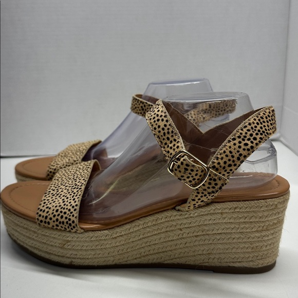 J Crew Platform Espadrilles Sandals Open Toe Leopard Calf Hair Animal Print 12 - Picture 5 of 11
